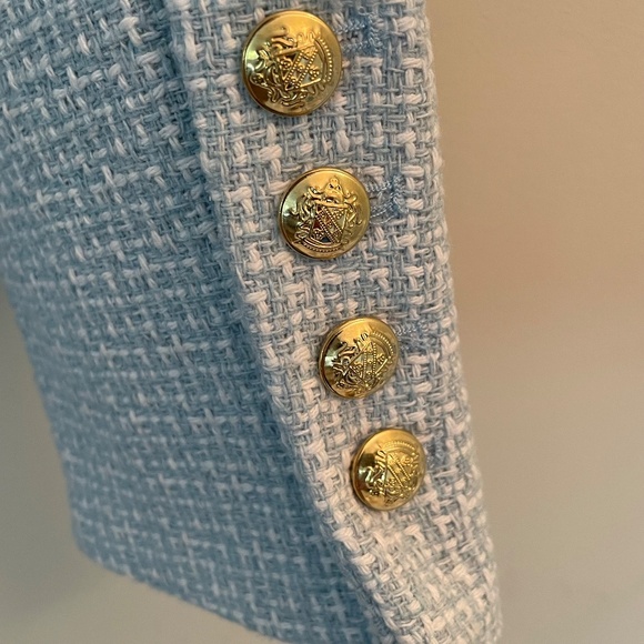Saks Fifth Avenue light blue tweed Blazer (M) - Picture 3 of 8